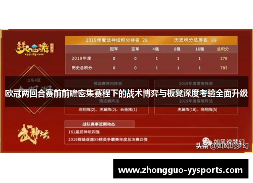 欧冠两回合赛前前瞻密集赛程下的战术博弈与板凳深度考验全面升级 欧冠两回合赛前前瞻密集赛程下的战术博弈与板凳深度考验全面升级